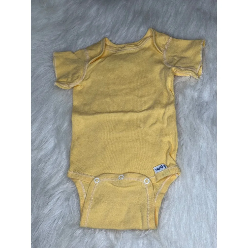 Vintage‎ Gerber Baby Short Sleeve One-Piece Bodysuit Yellow M 19-26 lbs Cotton